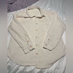 Elegant Cream Button-Up Corduroy Shirt
